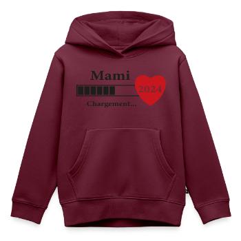 Mami - Future Mami Loading - Kinder Premium Organic Hoodie - Burgunderrot - Vorne - AI Model Kid Female (0cm)