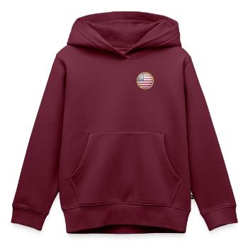 USA Emblem - Kinder Premium Organic Hoodie - Burgunderrot - Vorne - AI Model Kid Female (0cm)