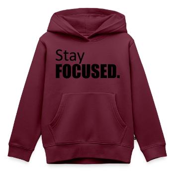 design fokusiert stay focused koenig krone plakat - Kinder Premium Organic Hoodie - Burgunderrot - Vorne - AI Model Kid Female (0cm)
