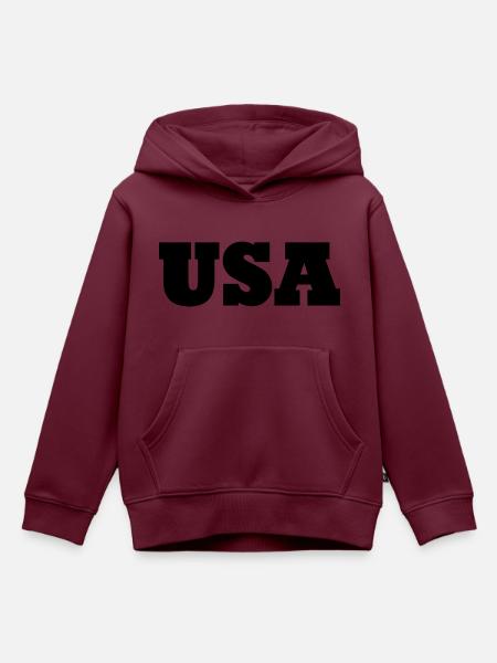 Usa - Kinder Premium Organic Hoodie - Burgunderrot