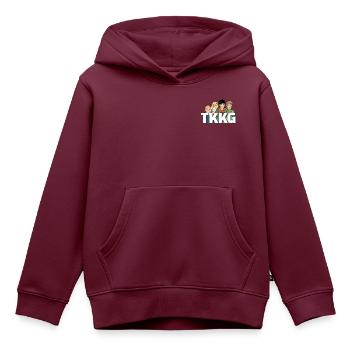 TKKG Logo Mit Der Bande - Kinder Premium Organic Hoodie - Burgunderrot - Vorne - AI Model Kid Female (0cm)
