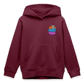Goldesel - Cool Donkey Club - Kinder Premium Organic Hoodie - Burgunderrot - Vorne - AI Model Kid Female (0cm)