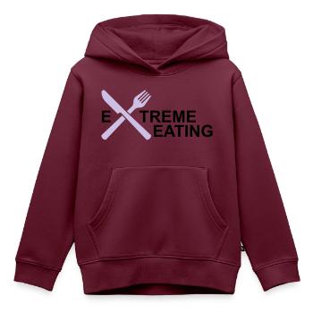 essen - Kinder Premium Organic Hoodie - Burgunderrot - Vorne - AI Model Kid Female (0cm)