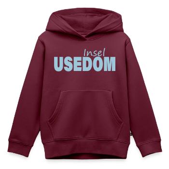 INSEL USEDOM - Kinder Premium Organic Hoodie - Burgunderrot - Vorne - AI Model Kid Female (0cm)