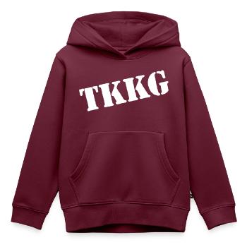 TKKG Classic Logo Schräg In Weiß - Kinder Premium Organic Hoodie - Burgunderrot - Vorne - AI Model Kid Female (0cm)