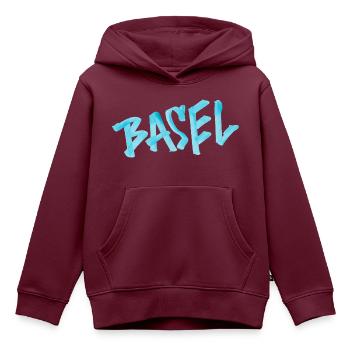 Basel Schriftzug - Kinder Premium Organic Hoodie - Burgunderrot - Vorne - AI Model Kid Female (0cm)