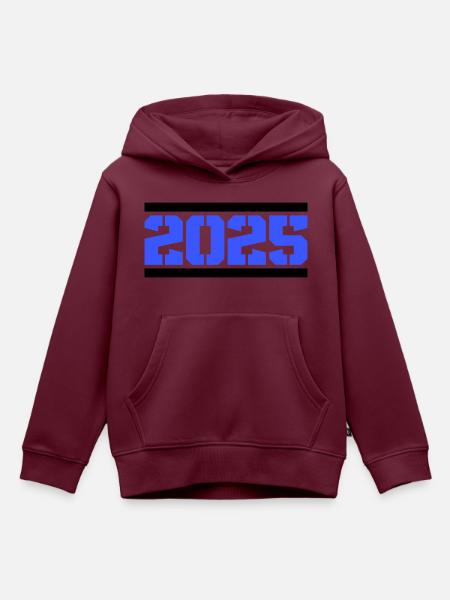 2025 - Kinder Premium Organic Hoodie - Burgunderrot