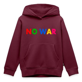 No war - Kinder Premium Organic Hoodie - Burgunderrot - Vorne - AI Model Kid Female (0cm)