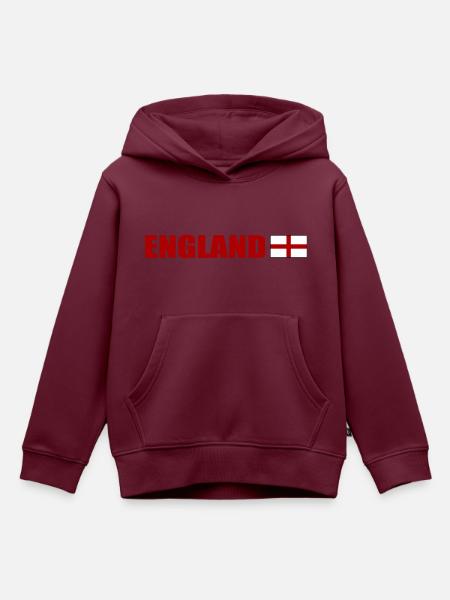 England - Kinder Premium Organic Hoodie - Burgunderrot