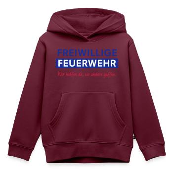 Freiwillige Feuerwehr - Kinder Premium Organic Hoodie - Burgunderrot - Vorne - AI Model Kid Female (0cm)