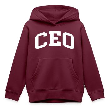 CEO - Kinder Premium Organic Hoodie - Burgunderrot - Vorne - AI Model Kid Female (0cm)