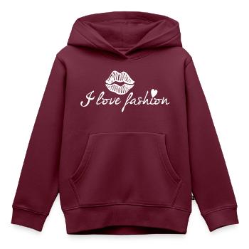Ich liebe Mode - Kinder Premium Organic Hoodie - Burgunderrot - Vorne - AI Model Kid Female (0cm)