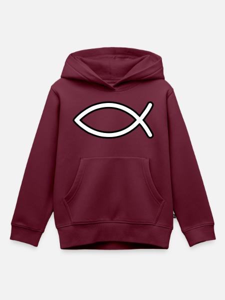 Jesus Fisch Symbol - Kinder Premium Organic Hoodie - Burgunderrot