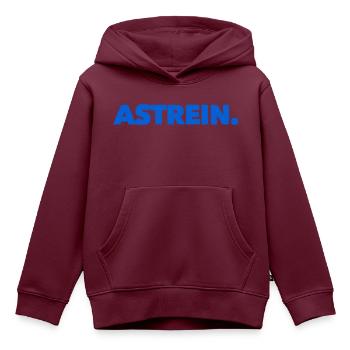 ASTREIN. Cooles, trendiges und neues Design by #DM - Kinder Premium Organic Hoodie - Burgunderrot - Vorne - AI Model Kid Female (0cm)