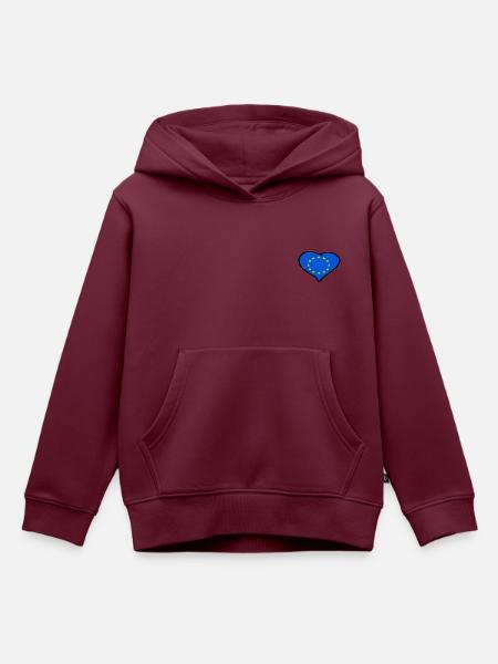Europa herz Flagge - Kinder Premium Organic Hoodie - Burgunderrot
