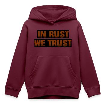 In Rost vertrauen wir - Kinder Premium Organic Hoodie - Burgunderrot - Vorne - AI Model Kid Female (0cm)