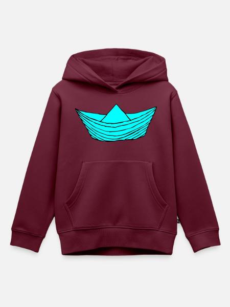 papierboot - Kinder Premium Organic Hoodie - Burgunderrot