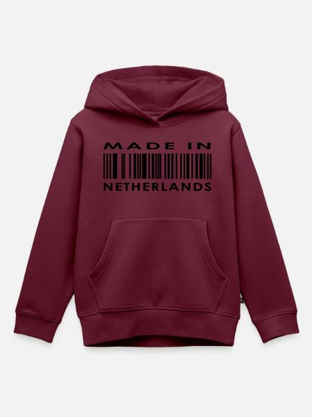 Made in Netherlands / Niederlande - Kinder Premium Organic Hoodie - Burgunderrot