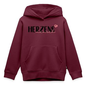Herzensmensch - Kinder Premium Organic Hoodie - Burgunderrot - Vorne - AI Model Kid Female (0cm)