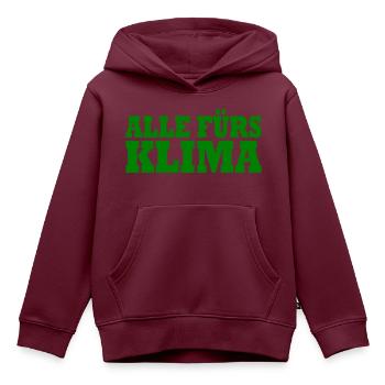 Alle fürs klima - Kinder Premium Organic Hoodie - Burgunderrot - Vorne - AI Model Kid Female (0cm)