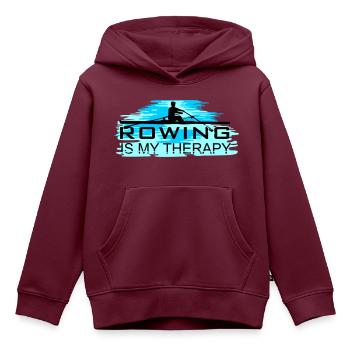 Rudern ist meine Therapie, Rudern, Ruderer - Kinder Premium Organic Hoodie - Burgunderrot - Vorne - AI Model Kid Female (0cm)