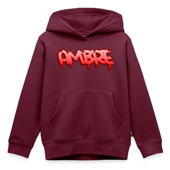 Graffiti Name Bernstein - Kinder Premium Organic Hoodie - Burgunderrot - Vorne - AI Model Kid Female (0cm)