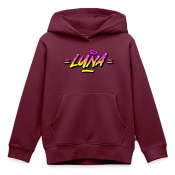 Graffiti Name Luna - Kinder Premium Organic Hoodie - Burgunderrot - Vorne - AI Model Kid Female (0cm)