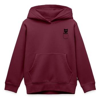 Meine Katze in der Tasche - Brusttasche - Kinder Premium Organic Hoodie - Burgunderrot - Vorne - AI Model Kid Female (0cm)