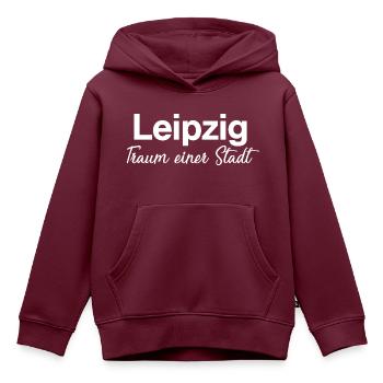 Leipzig - Kinder Premium Organic Hoodie - Burgunderrot - Vorne - AI Model Kid Female (0cm)