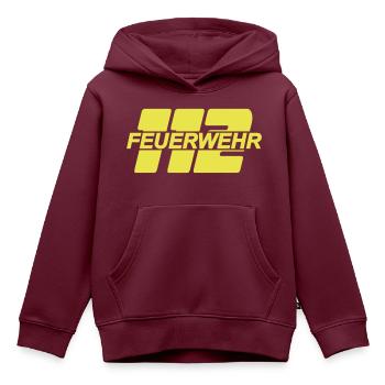 Feuerwehr 112 - Kinder Premium Organic Hoodie - Burgunderrot - Vorne - AI Model Kid Female (0cm)
