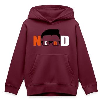 Nerd lustiges Logo - Kinder Premium Organic Hoodie - Burgunderrot - Vorne - AI Model Kid Female (0cm)