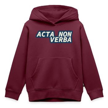 Acta non verba - Latein - Taten statt Worte - Kinder Premium Organic Hoodie - Burgunderrot - Vorne - AI Model Kid Female (0cm)