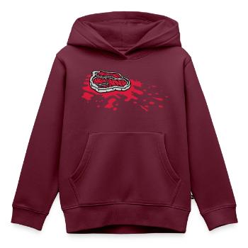 Blutlache Steak saftig Grillmeister - Kinder Premium Organic Hoodie - Burgunderrot - Vorne - AI Model Kid Female (0cm)