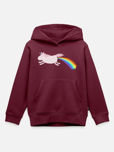 Regenbogeneinhorn - Kinder Premium Organic Hoodie - Burgunderrot