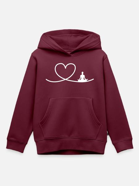 I love Yoga - Kinder Premium Organic Hoodie - Burgunderrot