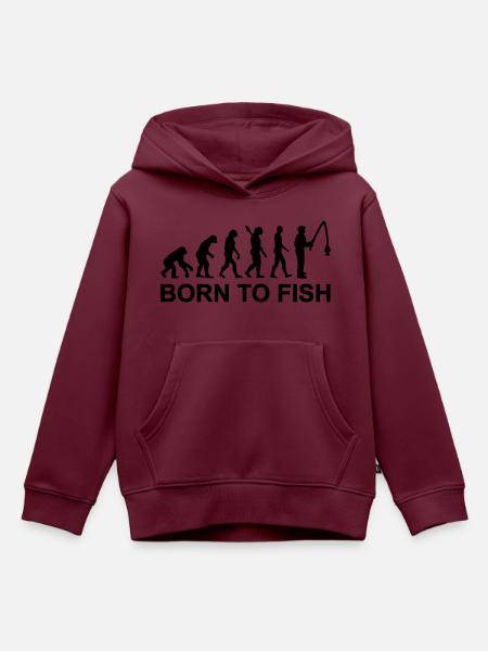 Evolution Angeln - Kinder Premium Organic Hoodie - Burgunderrot