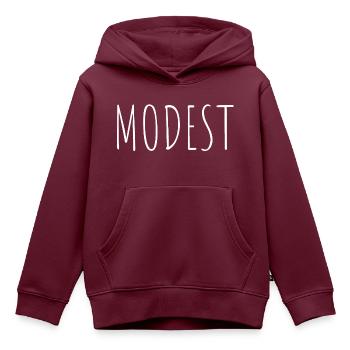 modest - Kinder Premium Organic Hoodie - Burgunderrot - Vorne - AI Model Kid Female (0cm)