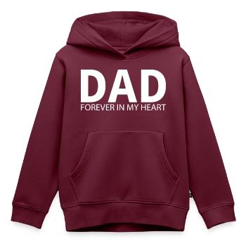 Papa: Für immer in meinem Herzen. Gestaltung des Denkmals - Kinder Premium Organic Hoodie - Burgunderrot - Vorne - AI Model Kid Female (0cm)