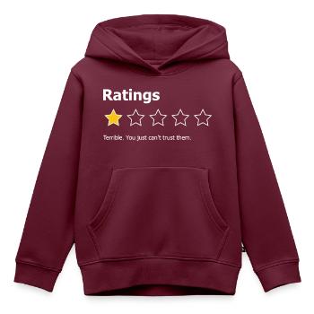 Die Einschaltquoten sind schrecklich - Kinder Premium Organic Hoodie - Burgunderrot - Vorne - AI Model Kid Female (0cm)