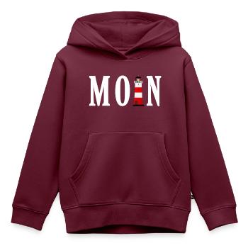 MOIN Willkommen in Norddeutschland - Meer Küste - Kinder Premium Organic Hoodie - Burgunderrot - Vorne - AI Model Kid Female (0cm)