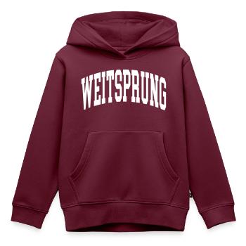 Weitsprung - Kinder Premium Organic Hoodie - Burgunderrot - Vorne - AI Model Kid Female (0cm)