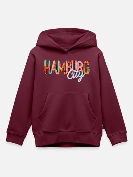 Hamburg City Bunt - Kinder Premium Organic Hoodie - Burgunderrot