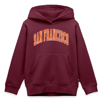 San Francisco - Kinder Premium Organic Hoodie - Burgunderrot - Vorne - AI Model Kid Female (0cm)