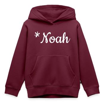 Jungenname Noah als Schriftzug auf Kinderkleidung - Kinder Premium Organic Hoodie - Burgunderrot - Vorne - AI Model Kid Female (0cm)