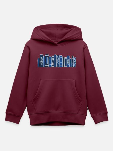 Antike blaue Bücher - Kinder Premium Organic Hoodie - Burgunderrot