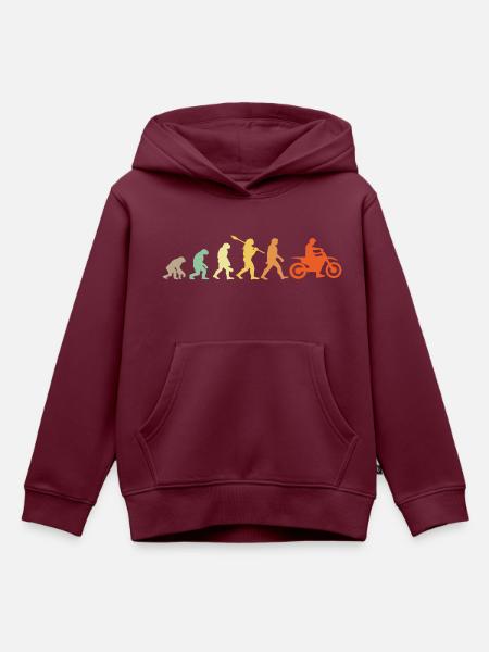 Evolution Motorradfahrer - Kinder Premium Organic Hoodie - Burgunderrot