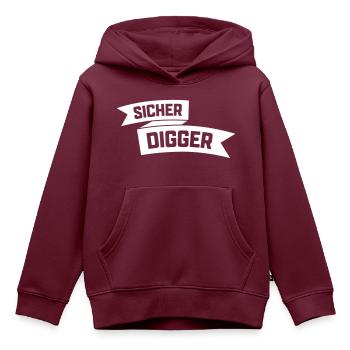 SICHER DIGGER - Kinder Premium Organic Hoodie - Burgunderrot - Vorne - AI Model Kid Female (0cm)