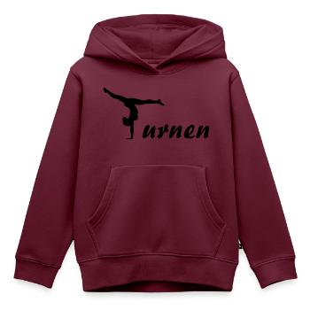 Turnen, Turnerin - Kinder Premium Organic Hoodie - Burgunderrot - Vorne - AI Model Kid Female (0cm)