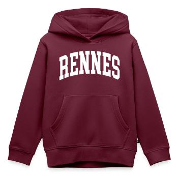 Rennes - Kinder Premium Organic Hoodie - Burgunderrot - Vorne - AI Model Kid Female (0cm)