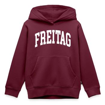 Freitag - Kinder Premium Organic Hoodie - Burgunderrot - Vorne - AI Model Kid Female (0cm)
